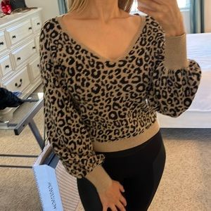 Abercrombie & Fitch size Small V neck sweater. Beautiful Leopard print sweater.